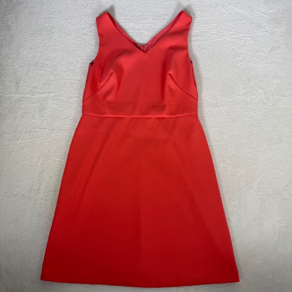 LOFT Size 6 Dress Coral Red Pink Sleeveless V-Neck A-Line Fit Flared Cocktail